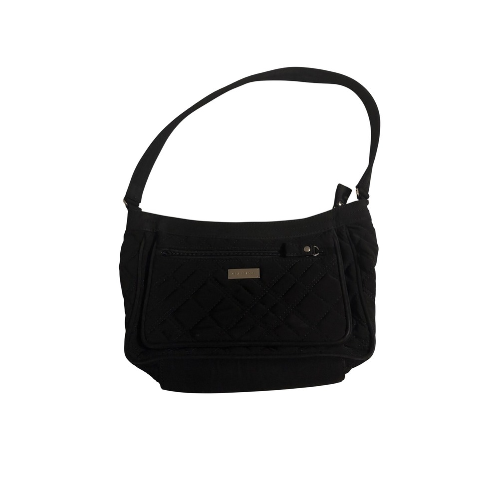 Vera Bradley Shoulder Bag Quilted Microfiber Black Zebra Print Lining Small